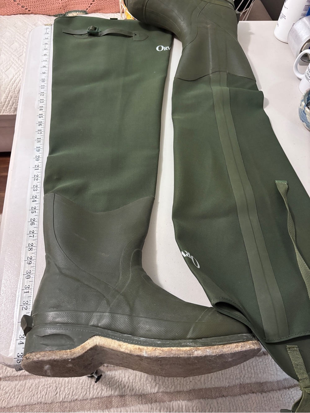 Orvis Mens Green Hip Waders Boots Size 11 Felt Bootfoot Waterproof Fly Fishing